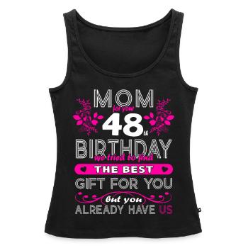 Funny Birthday Wishes Women 48th Birthday - Women’s Premium Organic Tank top - black - Front - AI Model Female 172 light (172cm)