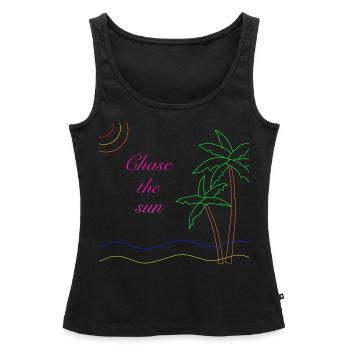 Chase the sun - Women’s Premium Organic Tank top - black - Front - AI Model Female 172 light (172cm)