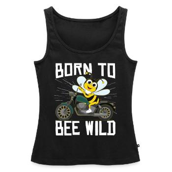 Né pour être une abeille, motard sauvage, abeille à miel - Débardeur bio Premium Femme - noir - Devant - AI Model Female 172 light (172cm)