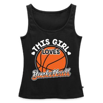 Cette fille aime le basketteur - Débardeur bio Premium Femme - noir - Devant - AI Model Female 172 light (172cm)