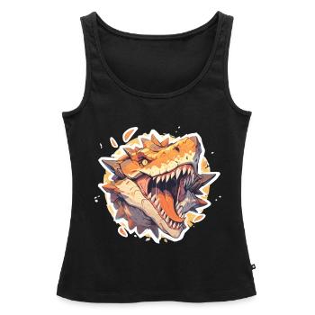 Dinosaure TRex - Débardeur bio Premium Femme - noir - Devant - AI Model Female 172 light (172cm)