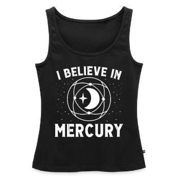 L’astrologie croit aux signes ésotériques de Mercure - Débardeur bio Premium Femme - noir - Devant - AI Model Female 172 light (172cm)