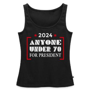 Tous les moins de 70 ans pour le président 2024 - Débardeur bio Premium Femme - noir - Devant - AI Model Female 172 light (172cm)