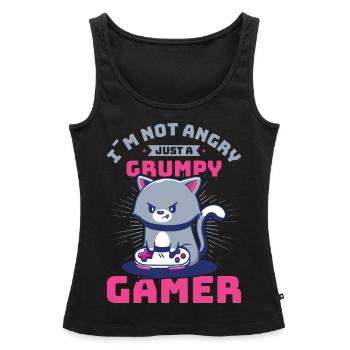 Jeux, Jeux d’argent, Jeux vidéo, Gamer - Débardeur bio Premium Femme - noir - Devant - AI Model Female 172 light (172cm)
