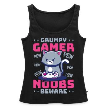 Jeux, Jeux d’argent, Jeux vidéo, Gamer - Débardeur bio Premium Femme - noir - Devant - AI Model Female 172 light (172cm)