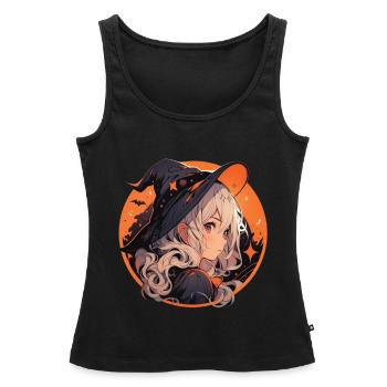 Sorcière Sorcière Sorcière Halloween Tenue de Sorcière - Débardeur bio Premium Femme - noir - Devant - AI Model Female 172 light (172cm)