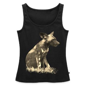 Wild dog in cuttlefish - Dog - Wild animal - Africa - Women’s Premium Organic Tank top - black - Front - AI Model Female 172 light (172cm)