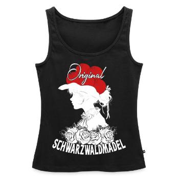 Original Schwarzwaldmädel Bollenhut Tracht Rosen - Frauen Premium Organic Tank Top - Schwarz - Vorne - AI Model Female 172 light (172cm)
