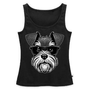 Chien schnauzer cool avec lunettes de soleil - Débardeur bio Premium Femme - noir - Devant - AI Model Female 172 light (172cm)