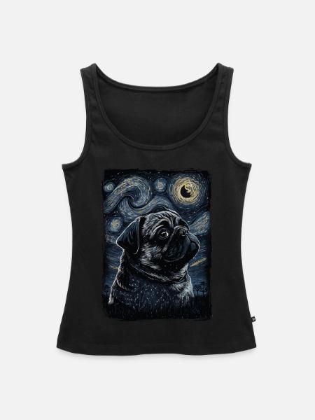 Mops Sternennacht - Frauen Premium Organic Tank Top - Schwarz