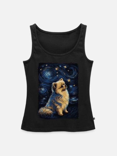 Zwergspitz Starry Night - Frauen Premium Organic Tank Top - Schwarz