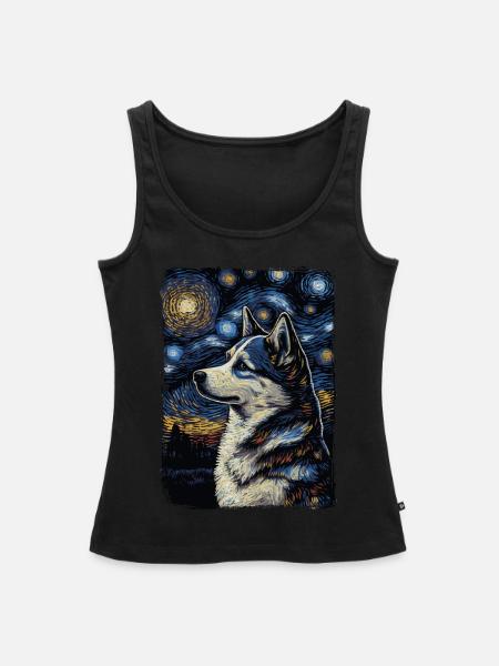 Husky Starry Night - Frauen Premium Organic Tank Top - Schwarz