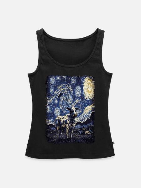 Kuh Starry Night - Frauen Premium Organic Tank Top - Schwarz