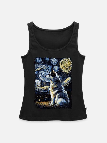 Husky Starry Night - Frauen Premium Organic Tank Top - Schwarz