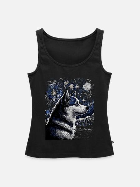 Husky Starry Night - Frauen Premium Organic Tank Top - Schwarz