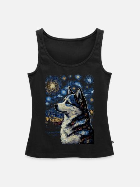 Husky Starry Night - Frauen Premium Organic Tank Top - Schwarz