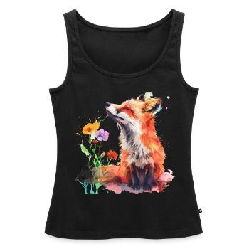 Aquarell Fuchs, Fuchs - Frauen Premium Organic Tank Top - Schwarz - Vorne - AI Model Female 172 light (172cm)