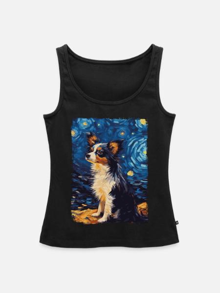 Papillon Hund Starry Night - Frauen Premium Organic Tank Top - Schwarz