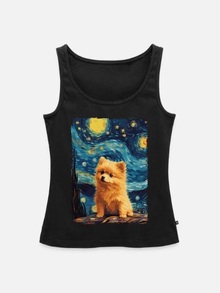 Zwergspitz Starry Night - Frauen Premium Organic Tank Top - Schwarz