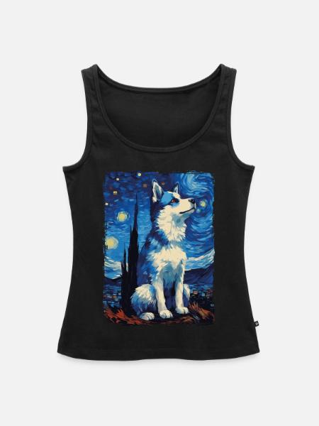 Husky Starry Night - Frauen Premium Organic Tank Top - Schwarz