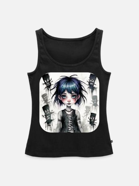 Cooles Gothic Punk Girl - Frauen Premium Organic Tank Top - Schwarz
