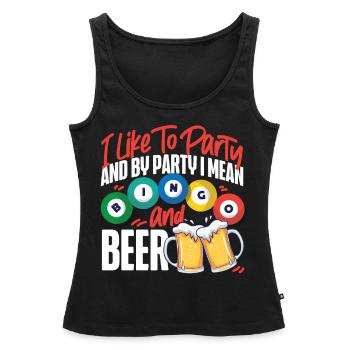 Joueur de bingo bière que j’aime faire la fête - Débardeur bio Premium Femme - noir - Devant - AI Model Female 172 light (172cm)