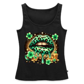 Irish Lips St Patricks Day - Frauen Premium Organic Tank Top - Schwarz - Vorne - AI Model Female 172 light (172cm)