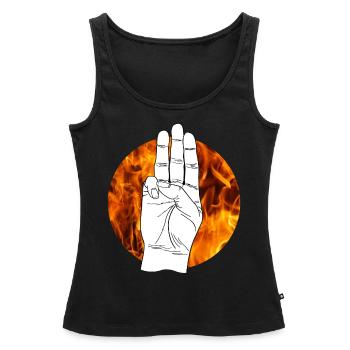 Hommage de signe de la main par Panem Hunger Games - Débardeur bio Premium Femme - noir - Devant - AI Model Female 172 light (172cm)