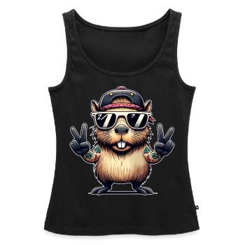 Capybara Peacezeichen - Frauen Premium Organic Tank Top - Schwarz - Vorne - AI Model Female 172 light (172cm)