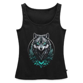 Loup arctique forestier - Débardeur bio Premium Femme - noir - Devant - AI Model Female 172 light (172cm)