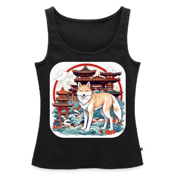 Asiatischer Fuchs - Frauen Premium Organic Tank Top - Schwarz - Vorne - AI Model Female 172 light (172cm)