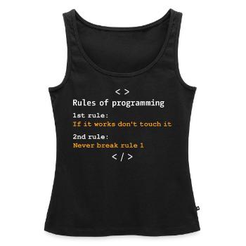Regeln der Programmierung - Frauen Premium Organic Tank Top - Schwarz - Vorne - AI Model Female 172 light (172cm)