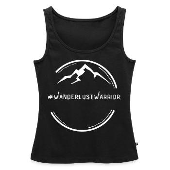 Wanderlust Warrior - Pour les amateurs d’aventure - Débardeur bio Premium Femme - noir - Devant - AI Model Female 172 light (172cm)