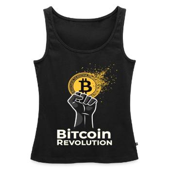 Révolution Bitcoin - Débardeur bio Premium Femme - noir - Devant - AI Model Female 172 light (172cm)