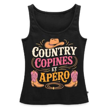 Country Copines Et Apéro Femme Humour - Débardeur bio Premium Femme - noir - Devant - AI Model Female 172 light (172cm)