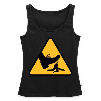Risk of slipping with a banana - Women’s Premium Organic Tank top - black - Front - AI Model Female 172 light (172cm)