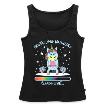 Einhorn-Stern-Turnhalle-Nizza Bein-Tageshemd ", - Frauen Premium Organic Tank Top - Schwarz - Vorne - AI Model Female 172 light (172cm)