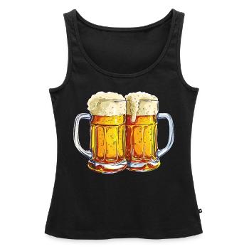 Chope à bière Chopes à bière Verres à bière Bière Alcool Alcool - Débardeur bio Premium Femme - noir - Devant - AI Model Female 172 light (172cm)