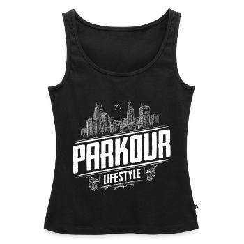 Parkour - Parcour - Freerunning - Débardeur bio Premium Femme - noir - Devant - AI Model Female 172 light (172cm)
