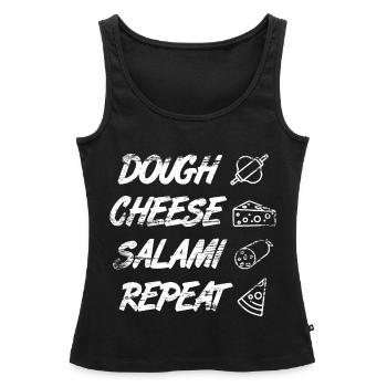 Pâte Fromage Salami Répéter - Débardeur bio Premium Femme - noir - Devant - AI Model Female 172 light (172cm)