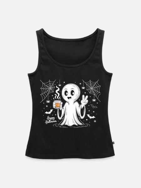 Schauriger Geist mit Halloween-Logo - Frauen Premium Organic Tank Top - Schwarz