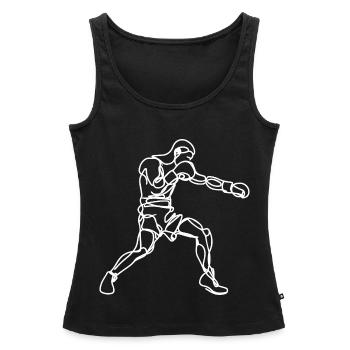 Boxer Zeichnung - Frauen Premium Organic Tank Top - Schwarz - Vorne - AI Model Female 172 light (172cm)