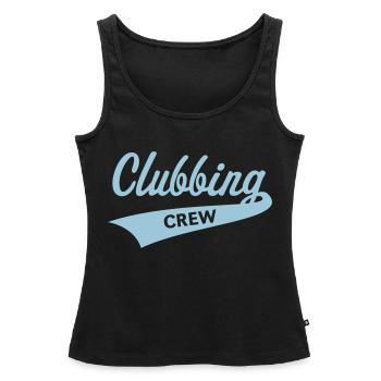 Clubbing crew (Fête / Célébrations / Danse / Bleu ciel) - Débardeur bio Premium Femme - noir - Devant - AI Model Female 172 light (172cm)