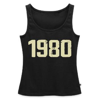 Jubilé 1980 - Débardeur bio Premium Femme - noir - Devant - AI Model Female 172 light (172cm)
