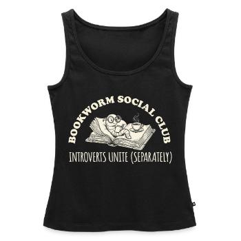 Bookworm Social Club Lesen Retro - Frauen Premium Organic Tank Top - Schwarz - Vorne - AI Model Female 172 light (172cm)