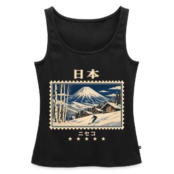 Japan Niseko Vintage Reisemarke - Frauen Premium Organic Tank Top - Schwarz - Vorne - AI Model Female 172 light (172cm)