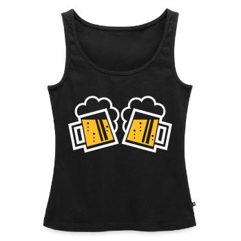 2 Bayrische Bierkrüge Prosten (Bier / NEG 2C) - Frauen Premium Organic Tank Top - Schwarz - Vorne - AI Model Female 172 light (172cm)