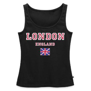 London, England - Women’s Premium Organic Tank top - black - Front - AI Model Female 172 light (172cm)