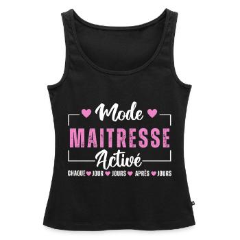 Mode maitresse activé cadeau maîtresse d' école - Débardeur bio Premium Femme - noir - Devant - AI Model Female 172 light (172cm)