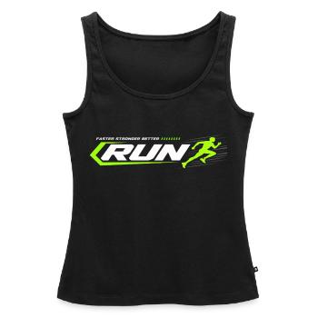 Neon Run Logo Sprint Look - Débardeur bio Premium Femme - noir - Devant - AI Model Female 172 light (172cm)